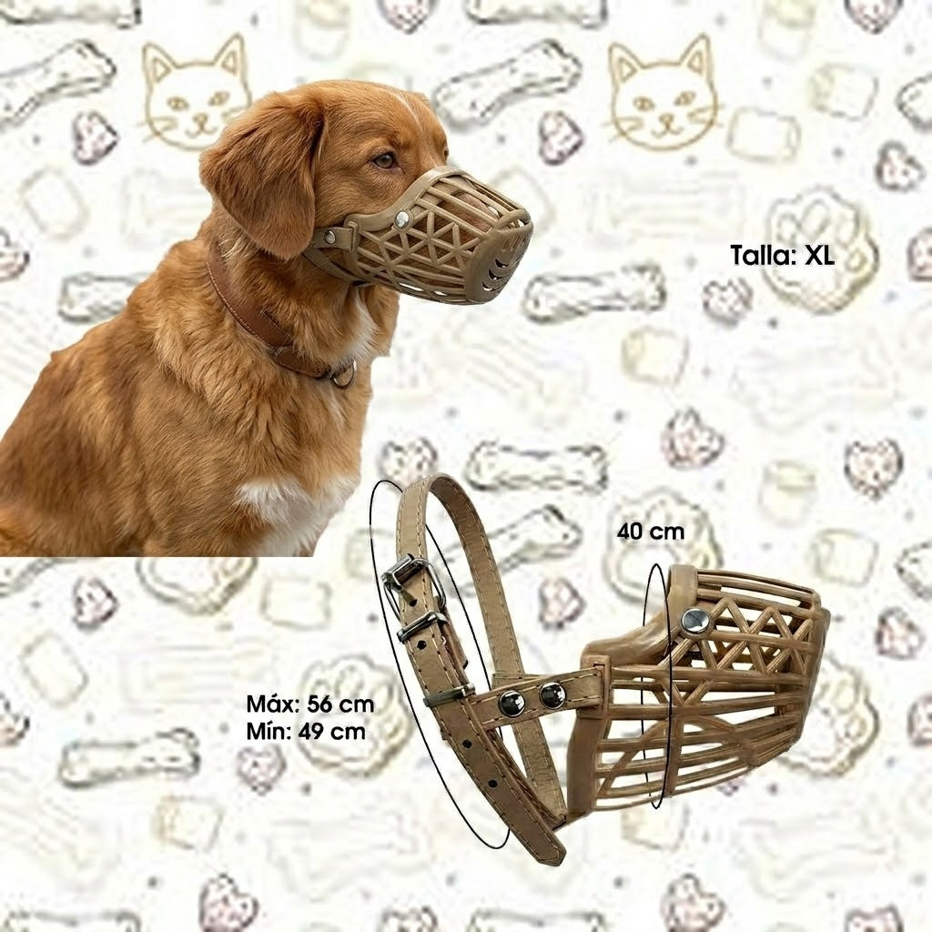 Bozal Canasta Talla XL para Perros - Ajustable con Hebillas