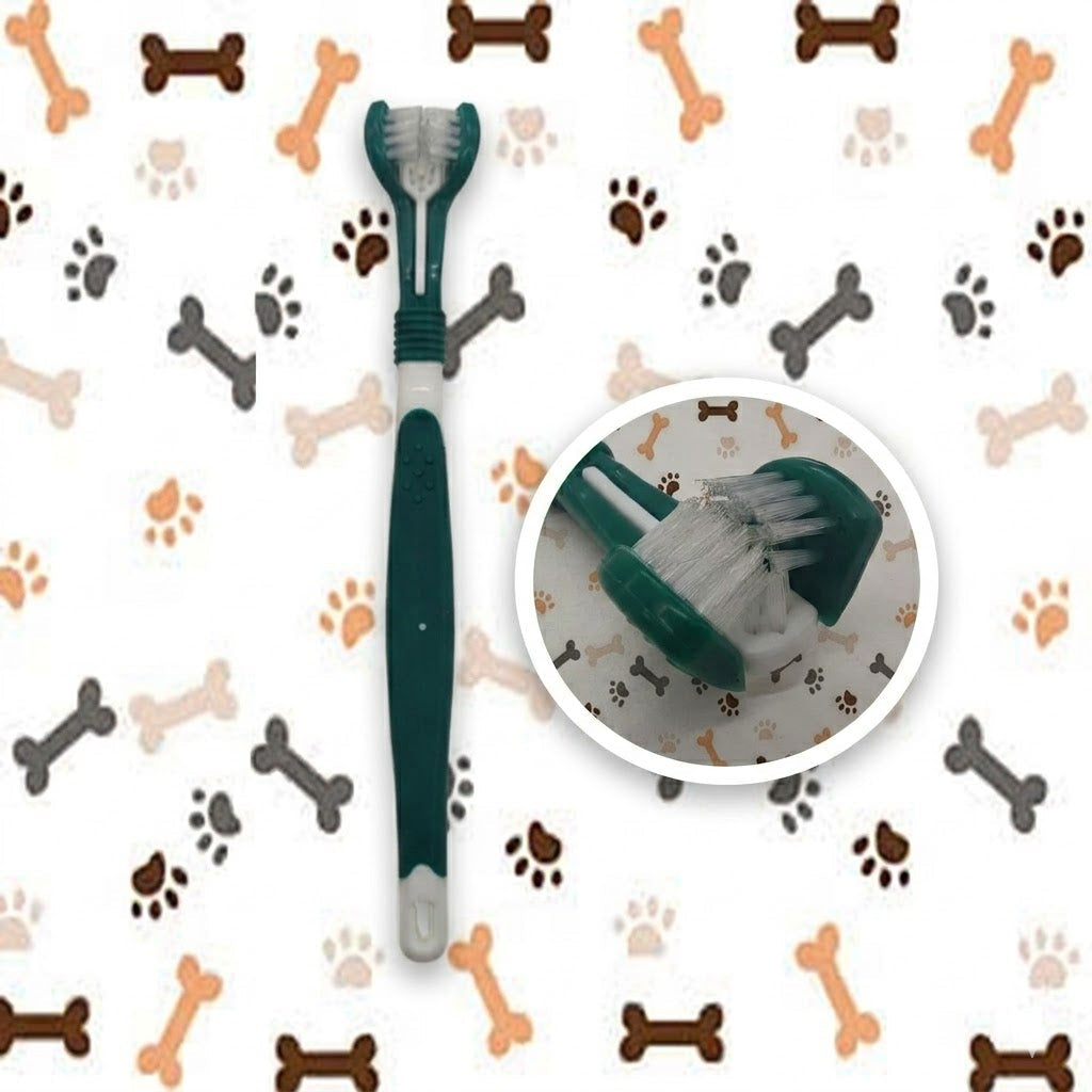 Cepillo Dental Triple Cabezal para Perros