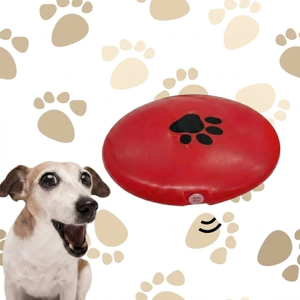 FRISBEE DE GOMA CON SONIDO PARA PERROS / DISEÑO DE HUELLA 16 CM
