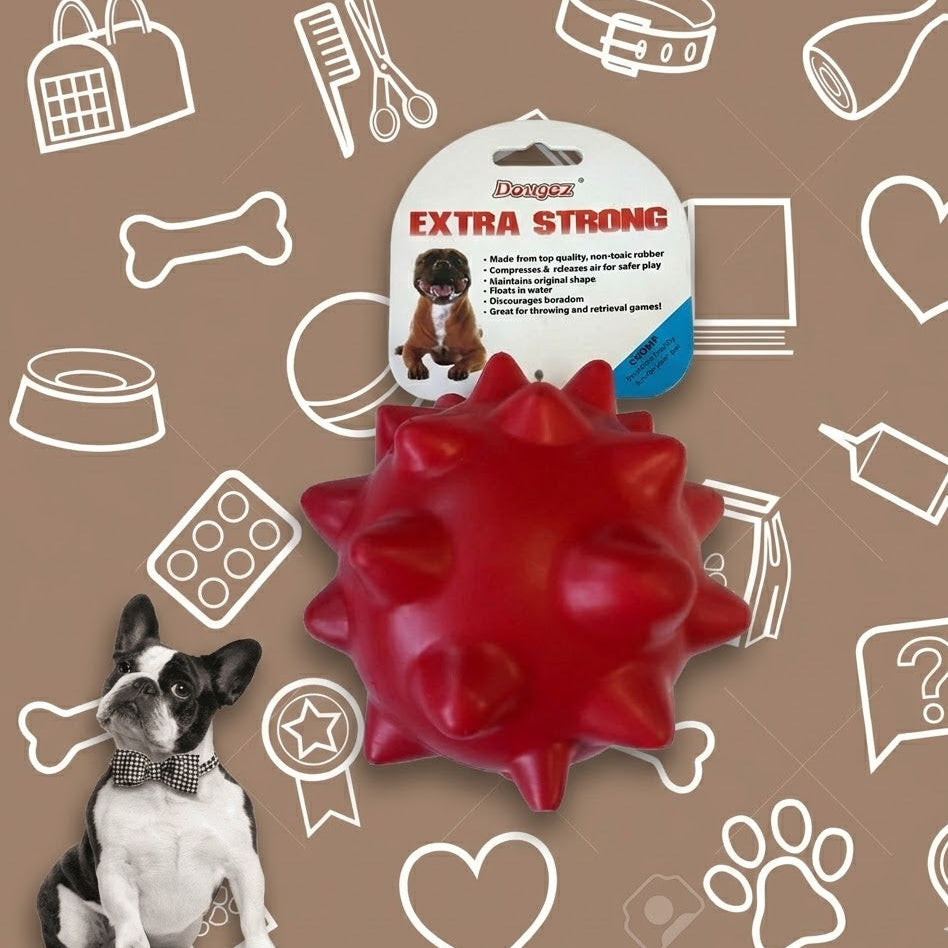 DOGGER EXTRA STRONG / PELOTA DE PICOS DE GOMA PARA PERROS - ROJA