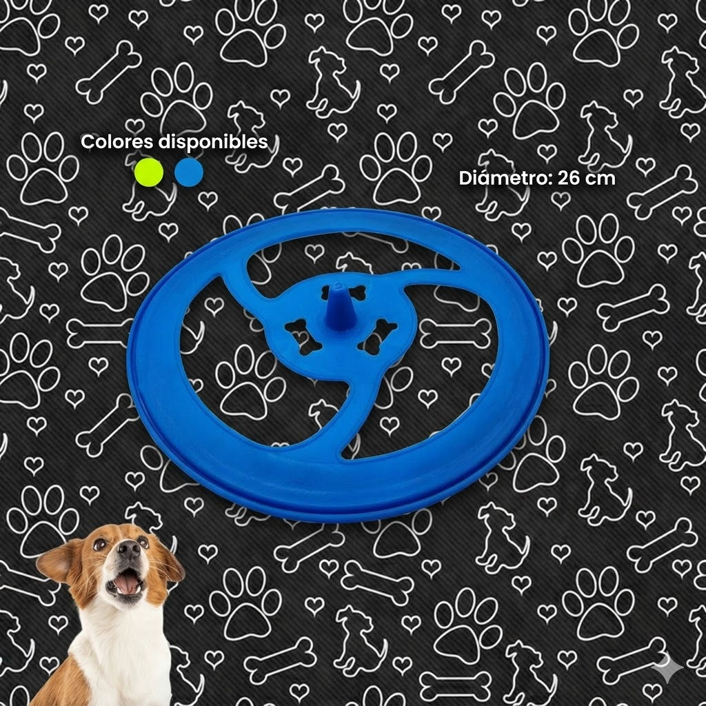 FRISBEE DE GOMA CALADO PARA PERROS / DIÁMETRO 26 CM - VERDE Y AZUL