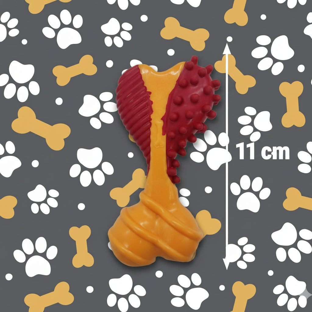 JUGUETE DENTAL PECHUGA DE POLLO DE GOMA PARA PERROS / CERDAS LIMPIADORAS 11 CM