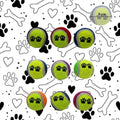 PELOTA DE TENIS PARA PERROS / DISEÑO DE HUELLAS 7 CM - COLORES VARIADOS