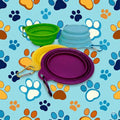 TAZÓN PLEGABLE DE SILICONA PARA MASCOTAS / CON MOSQUETÓN - COLORES VARIADOS