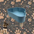COMEDERO ELEVADO CON PATAS PARA MASCOTAS / FORMA DE HUESO 16 X 8.5 CM - ROSA Y AZUL