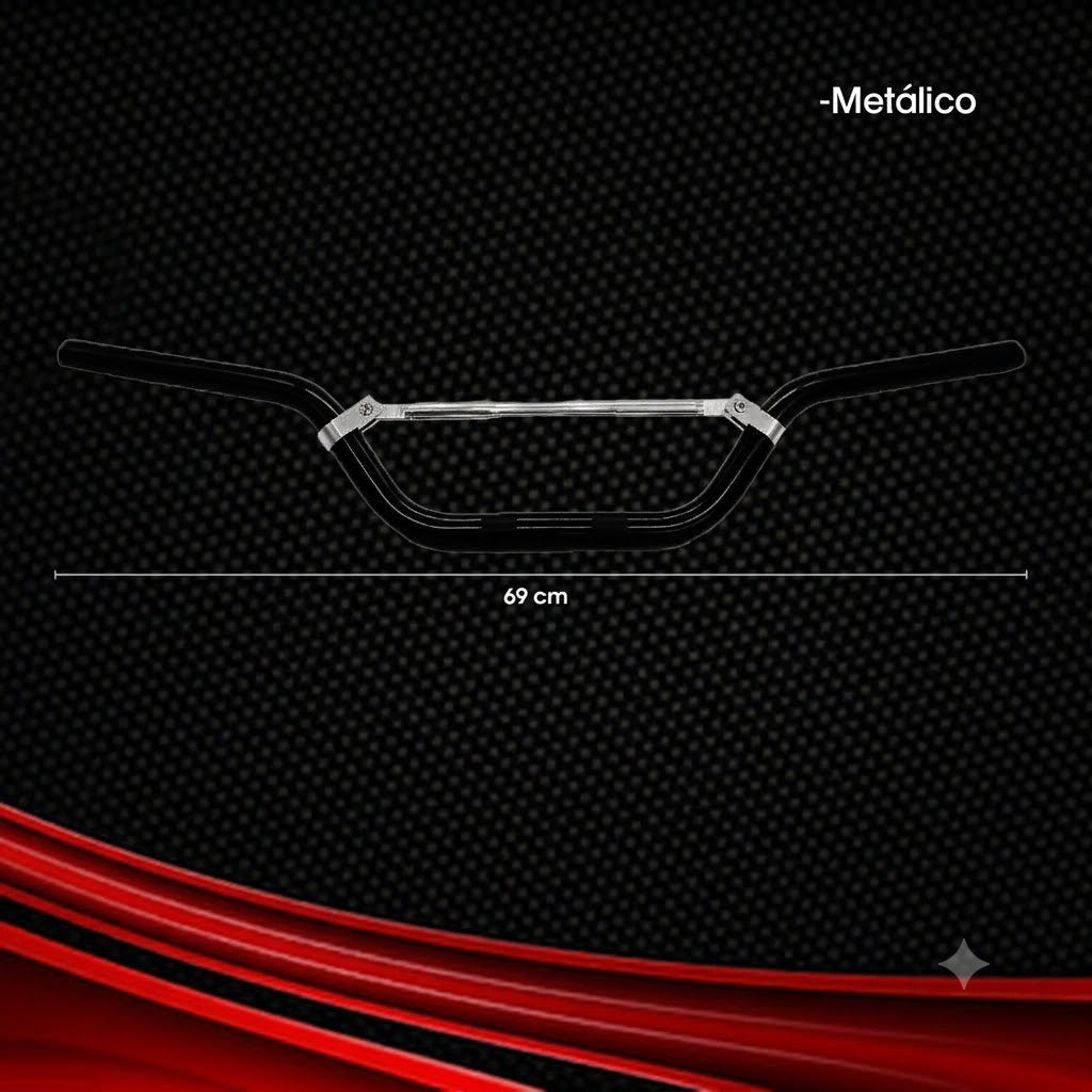 TIMÓN DE MOTO CON BARRA ESTABILIZADORA / ALUMINIO METÁLICO NEGRO 69 CM
