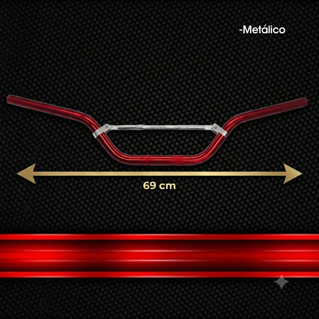 TIMÓN DE MOTO CON BARRA ESTABILIZADORA / ALUMINIO ANODIZADO ROJO