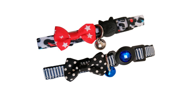 COLLAR PARA GATO CON MOÑO DECORATIVO / AJUSTABLE - MASCOPETS