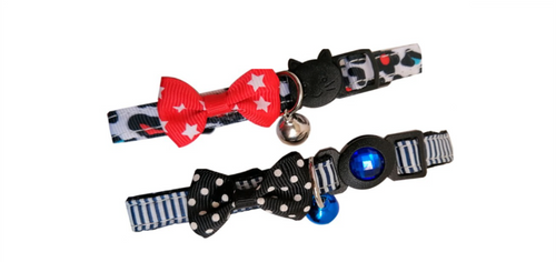 COLLAR PARA GATO CON MOÑO DECORATIVO / AJUSTABLE - MASCOPETS