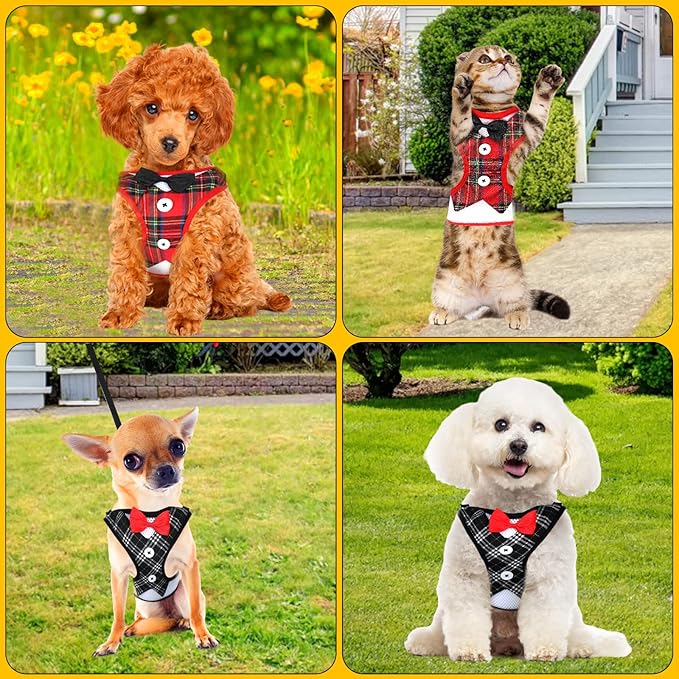 ARNÉS CON CORREA PARA MASCOTAS / ESTILO TARTÁN CON AJUSTE EN PECHO Y ESPALDA