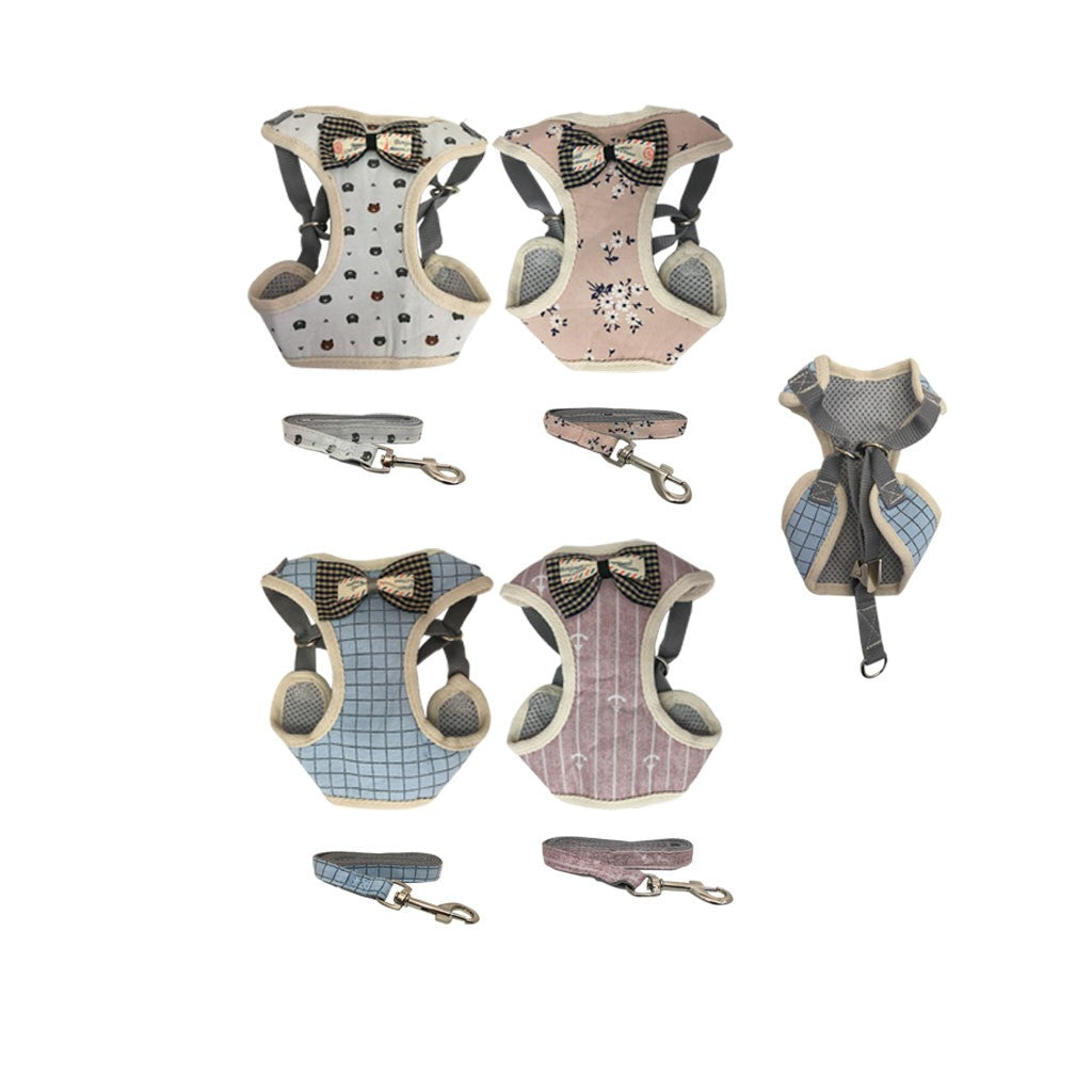 ARNÉS CON CORREA PARA MASCOTAS / ESTILO MINIMALISTA CON MOÑO DECORATIVO