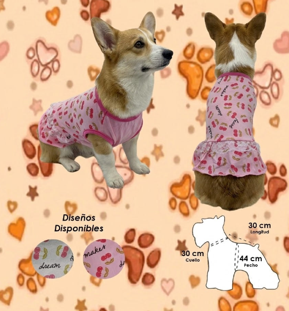 VESTIDO PIJAMA PARA PERROS / DISEÑO HELADOS DREAM OF MAKES - 2 DISEÑOS